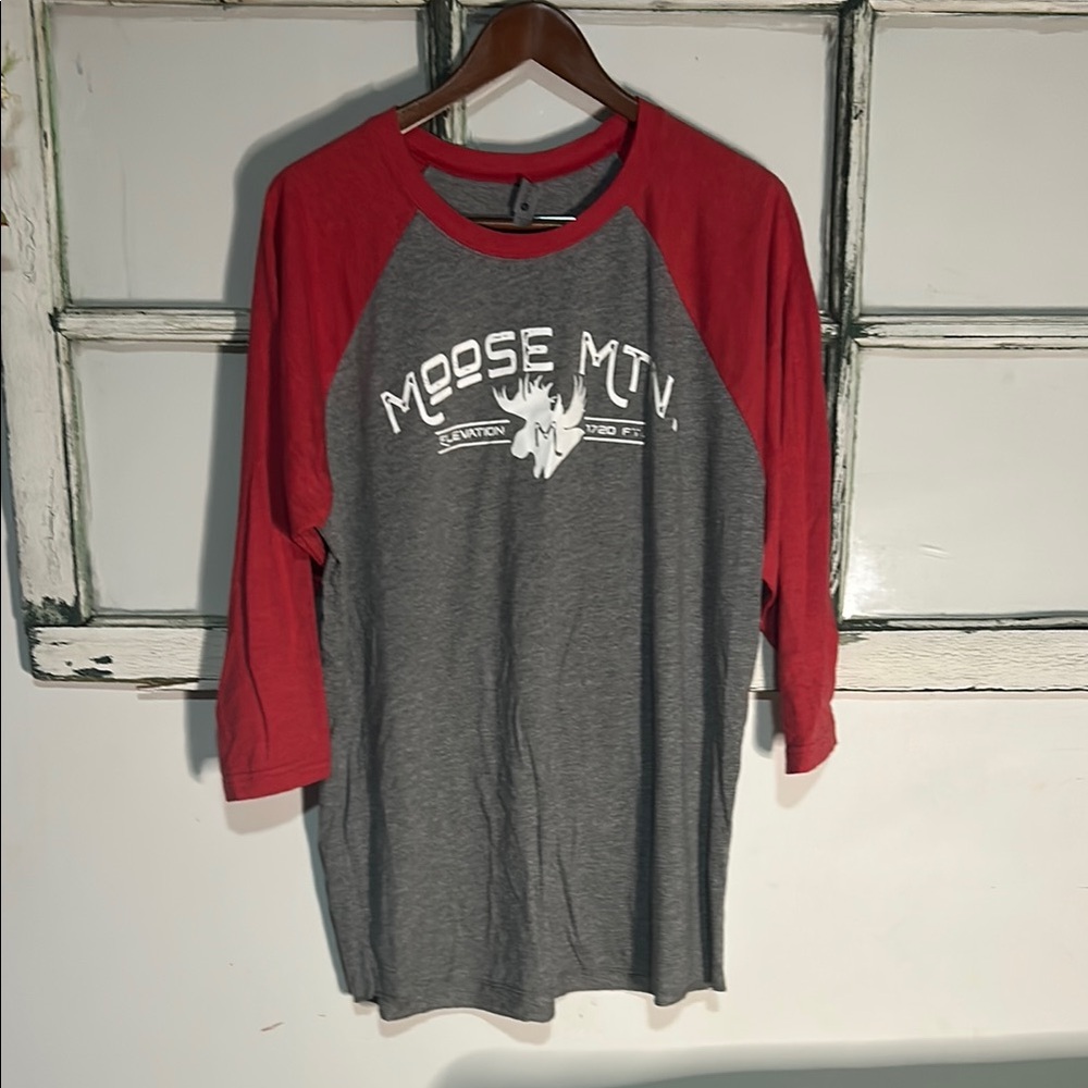 Next Level Apparel Heather Gray and Red Tee